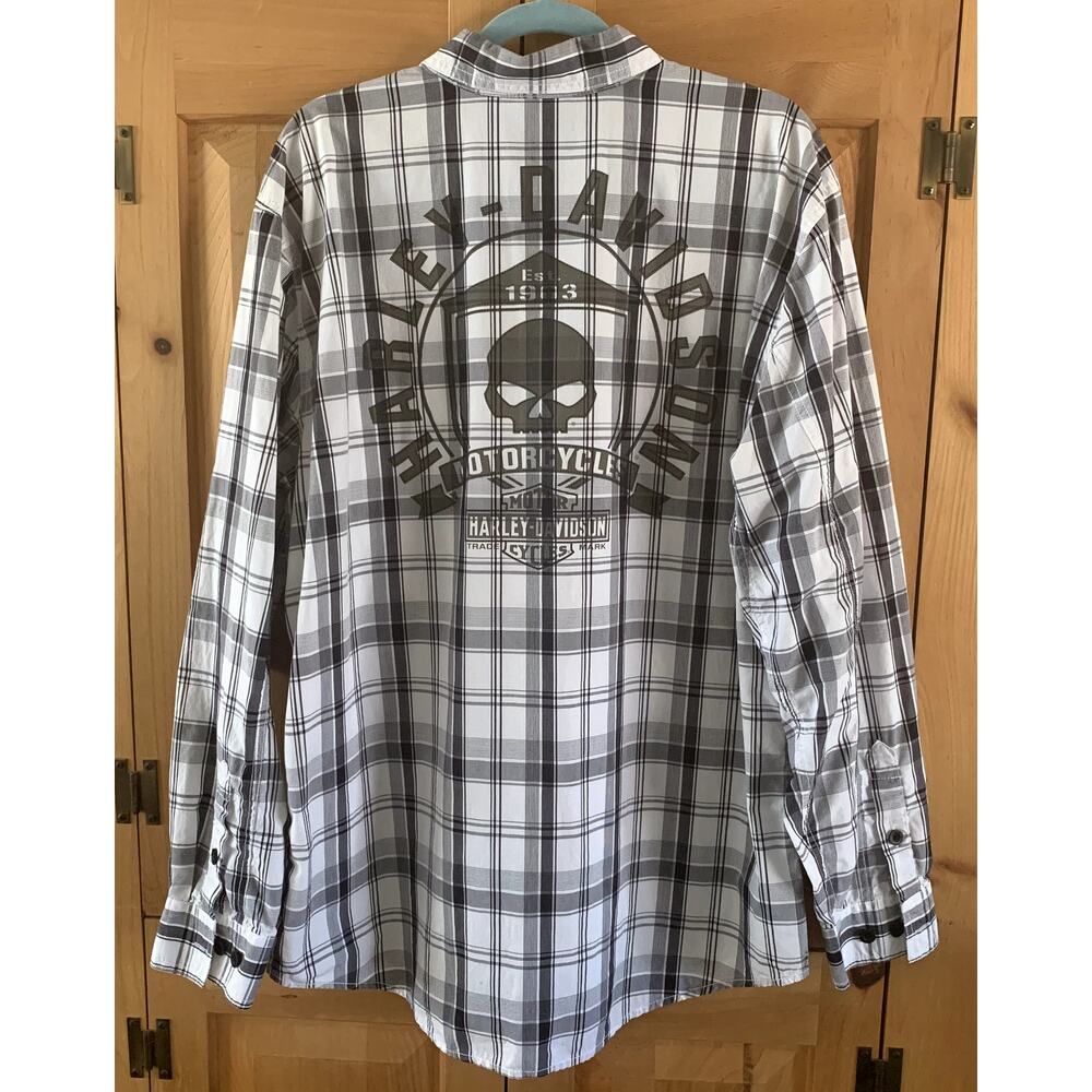 Harley Davidson Shirt Men's XL Plaid Willie G Skull Long Sleeve Button Down - Picture 5 of 10